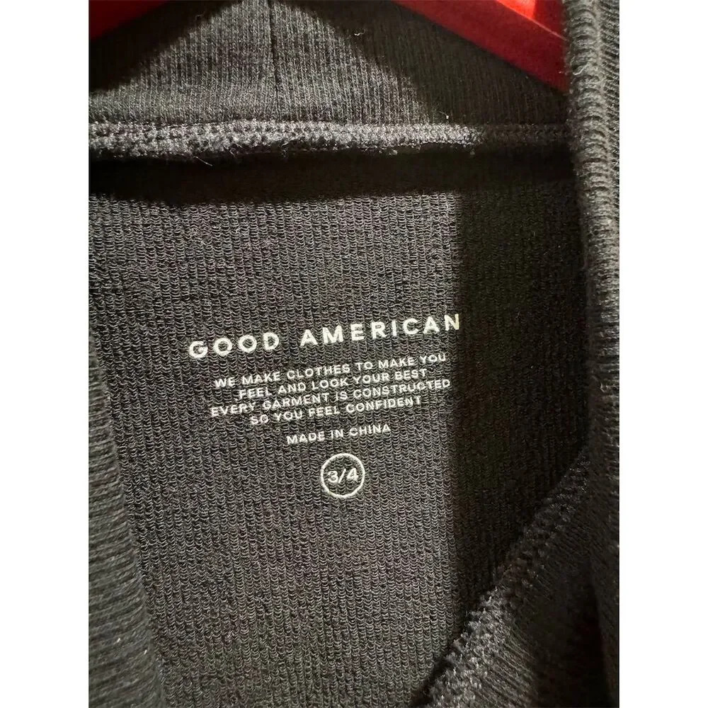 Good American Women's Black Sleeveless Bodysuit‎ Size 3 Mock Neck Snap Closure - Picture 4 of 5